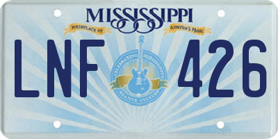 MS license plate LNF426