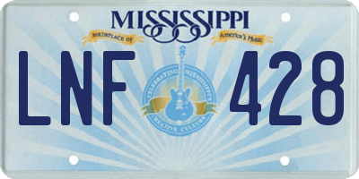 MS license plate LNF428
