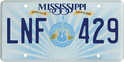 MS license plate LNF429