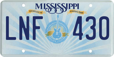 MS license plate LNF430