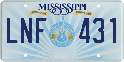 MS license plate LNF431