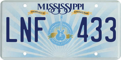 MS license plate LNF433