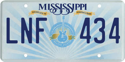 MS license plate LNF434