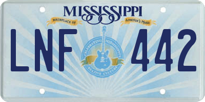 MS license plate LNF442