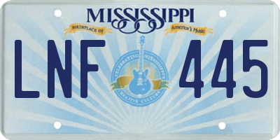 MS license plate LNF445
