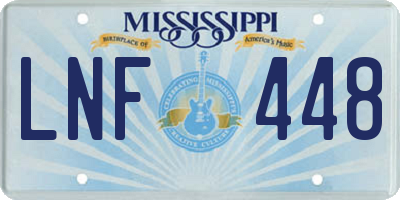 MS license plate LNF448