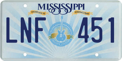 MS license plate LNF451