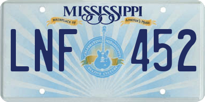 MS license plate LNF452