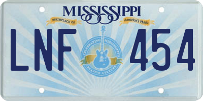MS license plate LNF454