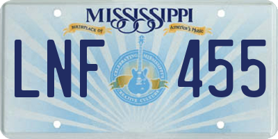 MS license plate LNF455