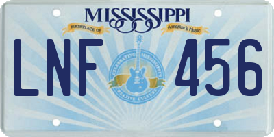 MS license plate LNF456