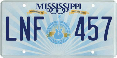 MS license plate LNF457