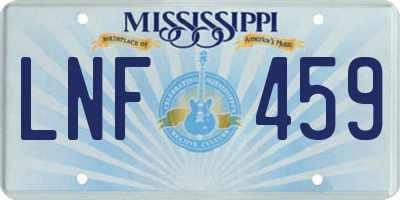 MS license plate LNF459