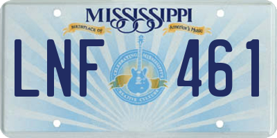 MS license plate LNF461
