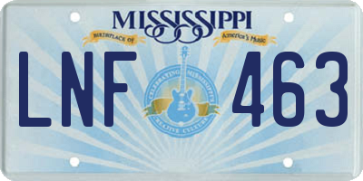 MS license plate LNF463