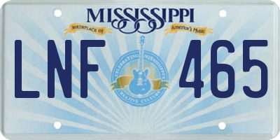 MS license plate LNF465