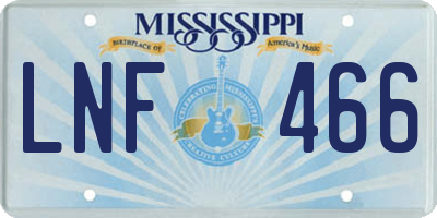 MS license plate LNF466
