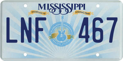 MS license plate LNF467