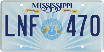 MS license plate LNF470