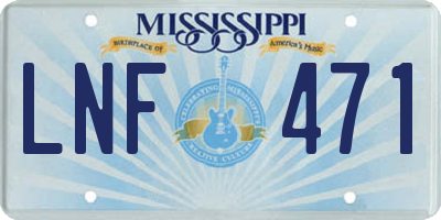 MS license plate LNF471