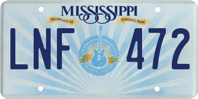 MS license plate LNF472