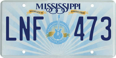 MS license plate LNF473