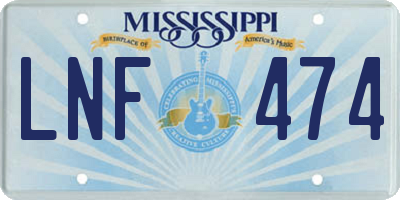 MS license plate LNF474