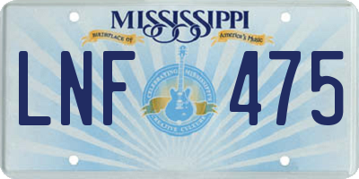 MS license plate LNF475