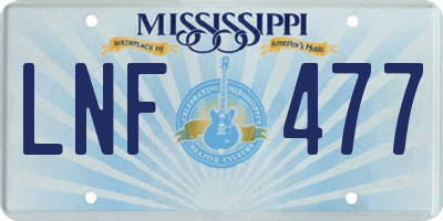 MS license plate LNF477