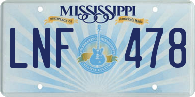 MS license plate LNF478
