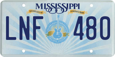 MS license plate LNF480