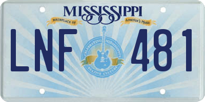 MS license plate LNF481