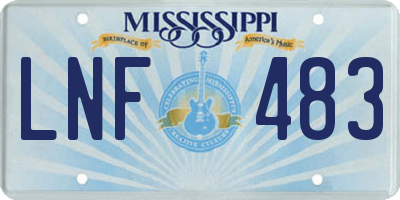 MS license plate LNF483
