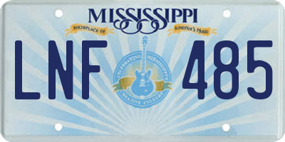 MS license plate LNF485