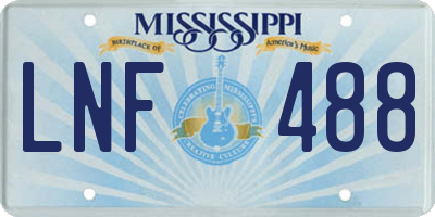 MS license plate LNF488