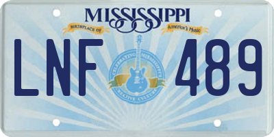 MS license plate LNF489