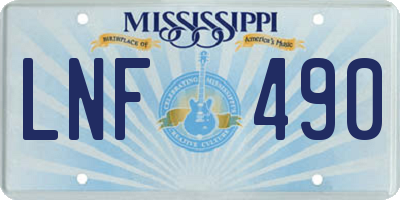 MS license plate LNF490
