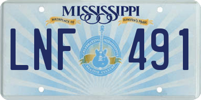 MS license plate LNF491