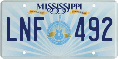 MS license plate LNF492