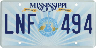 MS license plate LNF494