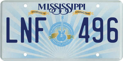 MS license plate LNF496