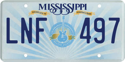 MS license plate LNF497