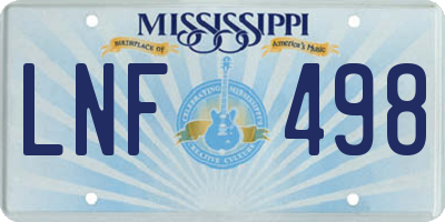 MS license plate LNF498