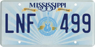 MS license plate LNF499