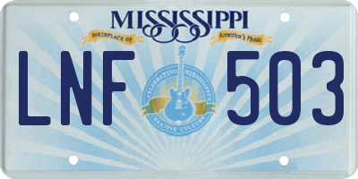 MS license plate LNF503