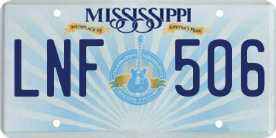 MS license plate LNF506