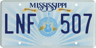 MS license plate LNF507