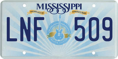 MS license plate LNF509