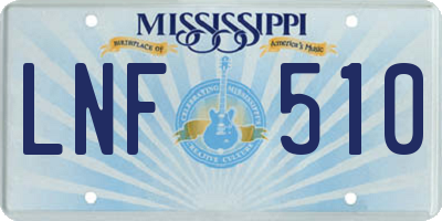 MS license plate LNF510