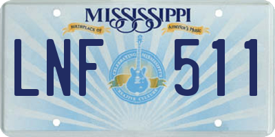 MS license plate LNF511